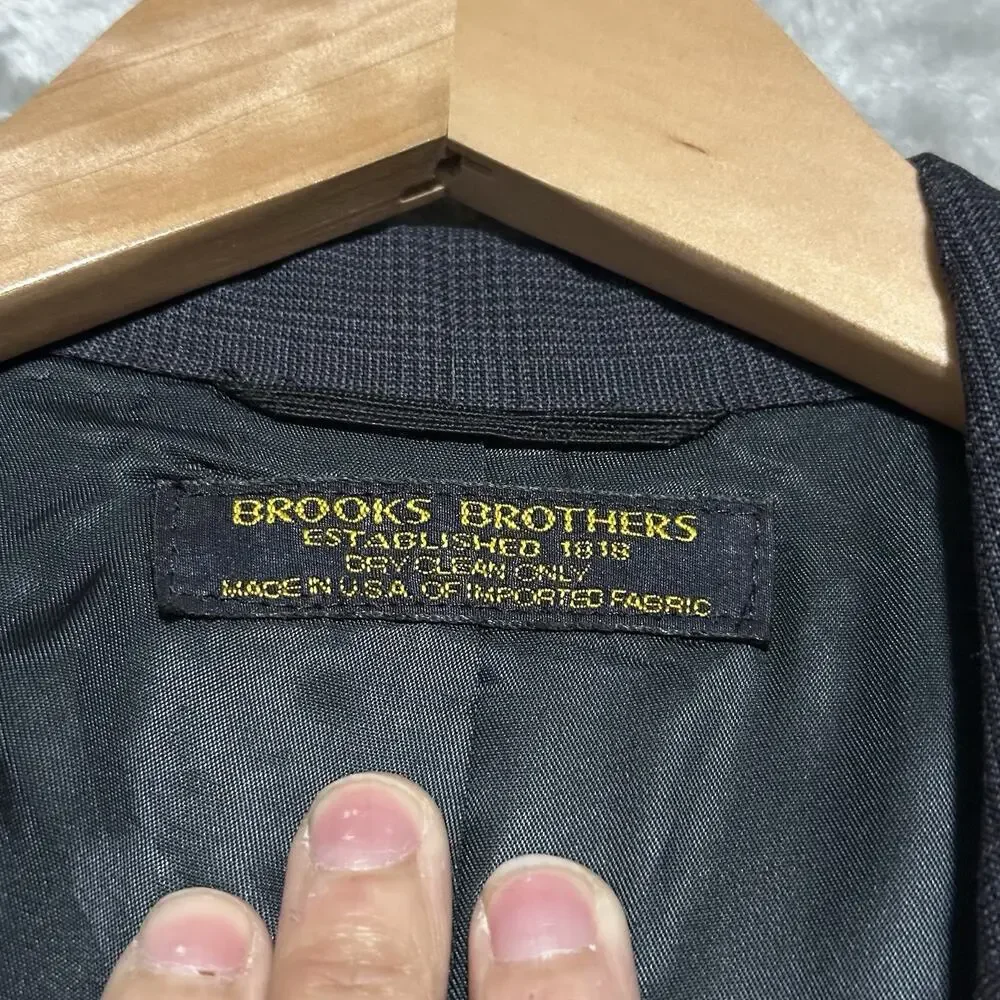 Vintage Brooks Brothers Blazer Mens 41R Blue Sport Coat Wool‎ Glen Plaid 80s EUC